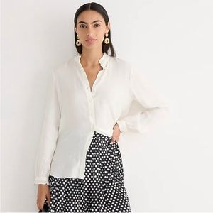 DRAPEY CUPRO-BLEND RUFFLE-TRIM SHIRT Sz M BNWT